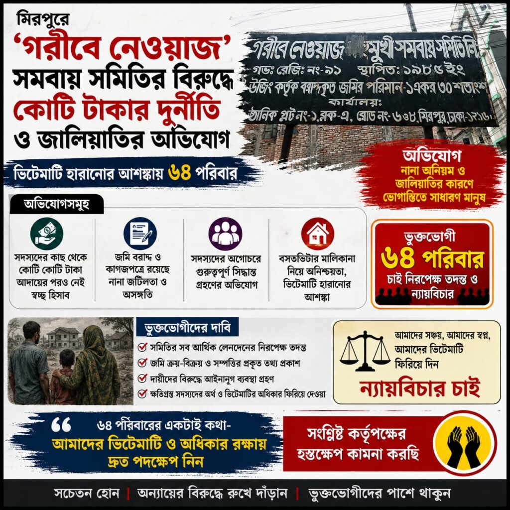 টাকা পরিশোধের পরও জমির কাগজ অনিশ্চিত, ভিটেমাটি হারানোর শঙ্কা ৬৪ পরিবারের*