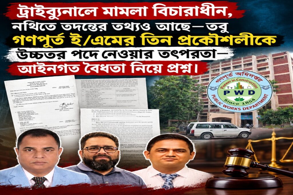 ট্রাইব্যুনালের মামলা থেকে তদন্ত কমিটির নথি—সব সামনে, তবু অভিযোগ যাচাইয়ে দৃশ্যমান উদ্যোগ নেই গণপূর্তে